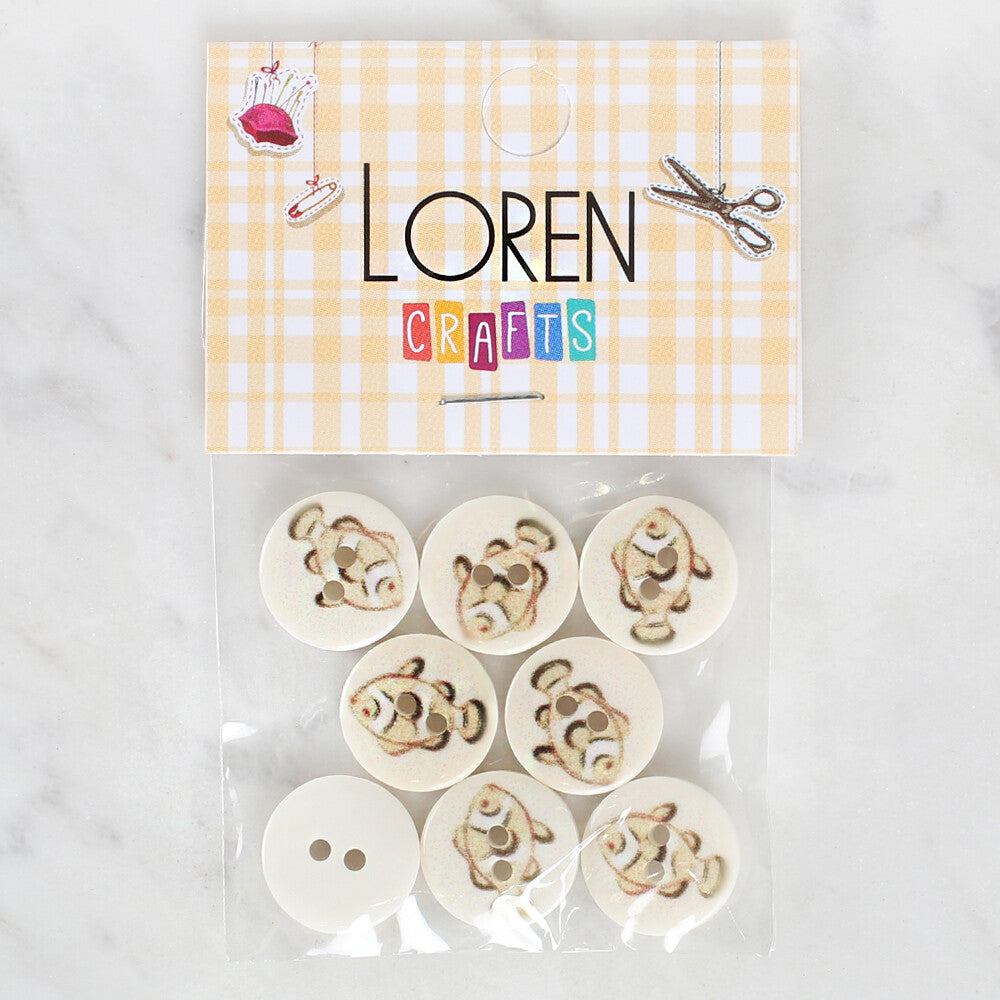 Loren Crafts 8'li Balık Düğme - 1179